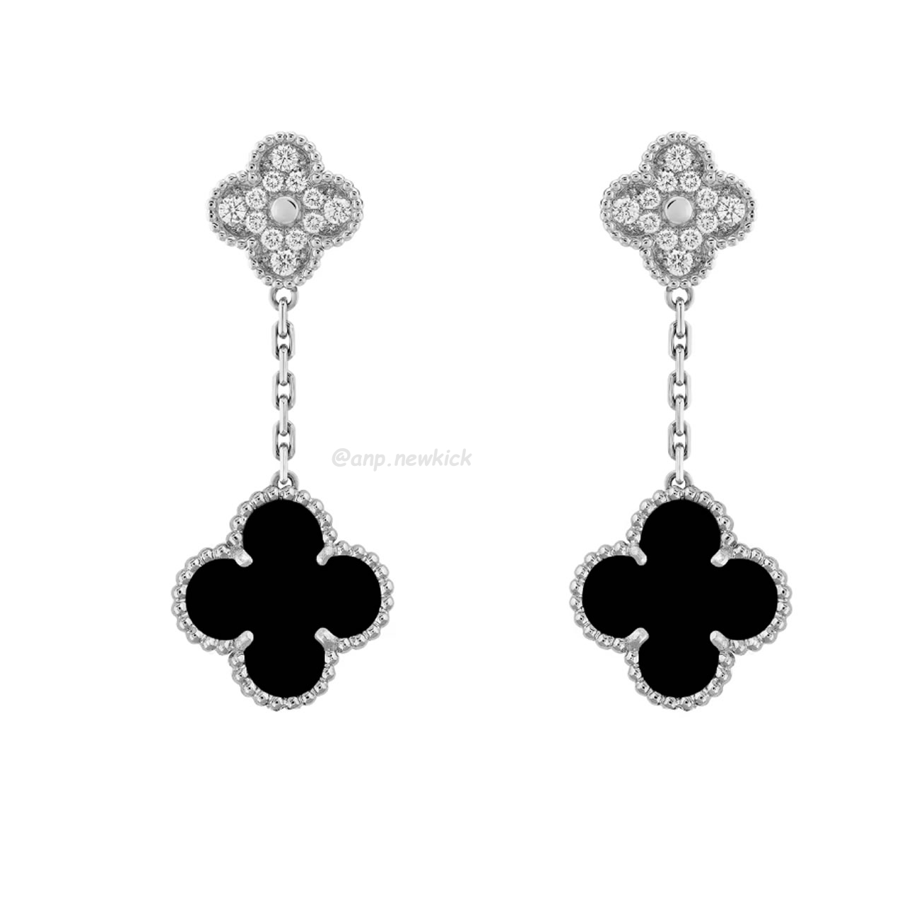 Van Cleef Arpels Magic Alhambra Earrings 2 Motifs 18k White Gold (1) - newkick.cc